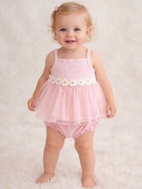 Madison Layne Baby Girl Pink Tutu Set 18M Floral Tulle Dress Outfit